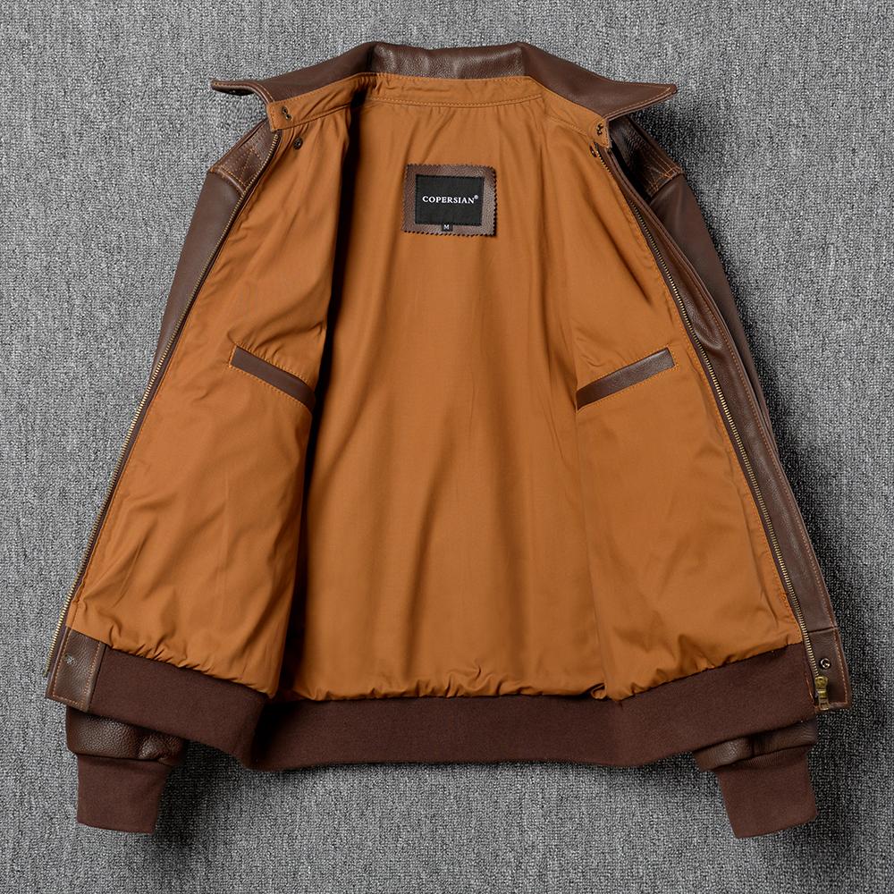 Мужская кожаная куртка Натуральная коровья A2 Летный костюм Мужской Авиатор Бомбер Пальто Мужчины Коровья кожа Кожаные куртки Весна Осень