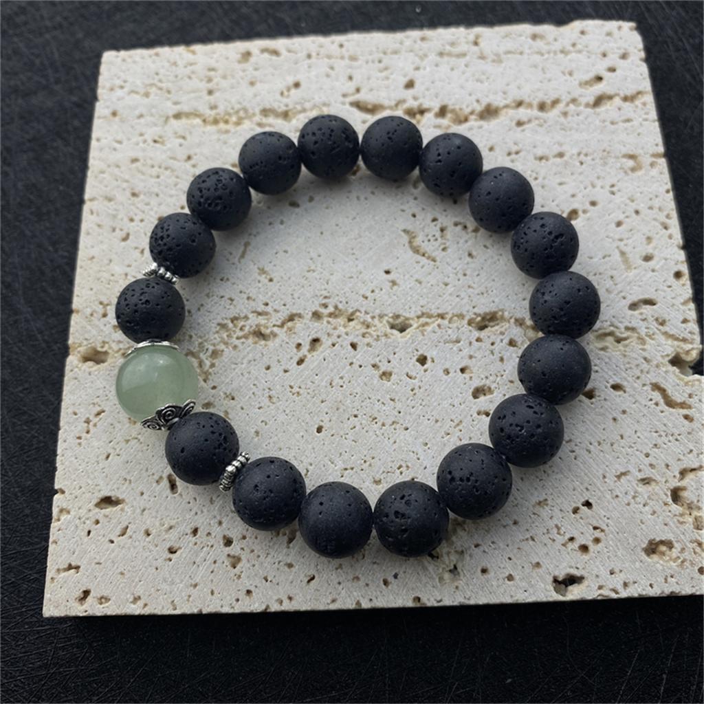 Natural Stone Beaded Bracelet Men 10mm Lava Stone Bead Charm Men Bracelet Jewelry with Original Natural Crystal Gift