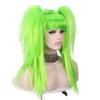 Green Neat Bangs Double Ponytail Synthetic Wig Short Medium Straight Hair Free Switching Stylish Wig for Various Occasions