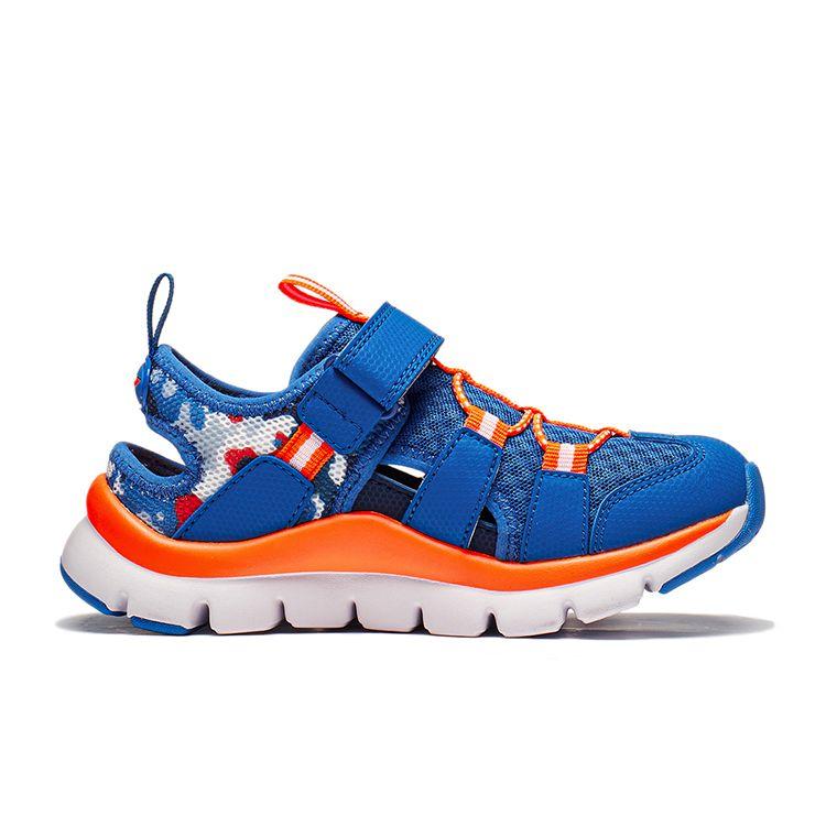 Li-Ning Cloud Shock Absorption Rebound Lightweight Breathable Non-Slip Kids Sandals Kids Sandals Bright-Blue Fluorescent-Orange YKKT018-1