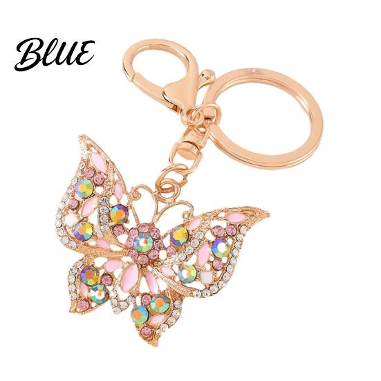 Rhinestone Keychain Butterfly Sparkly Charm with Keyring Dazzling Elegant Enamel