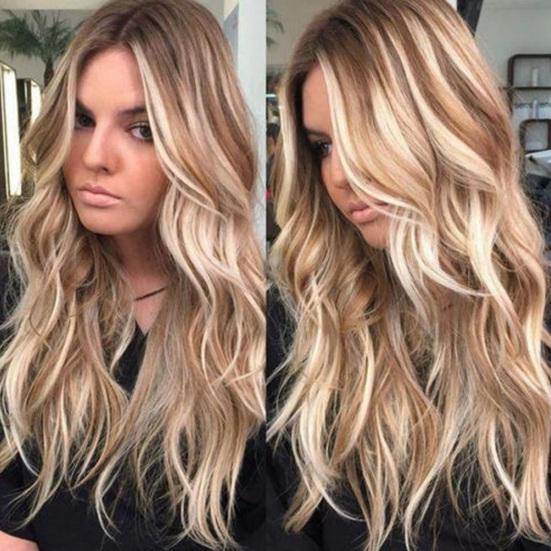 Women Wig High Temperature Wire Curly Long Wig Fashionable Natural Look Lady Gradient Hair Wig for Dress Up