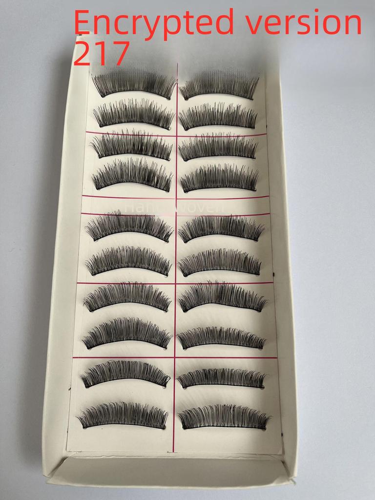 217 накладных ресниц ручной работы - 10 пар, натуральный стиль, перекрестный хлопковый стержень для сценического макияжа