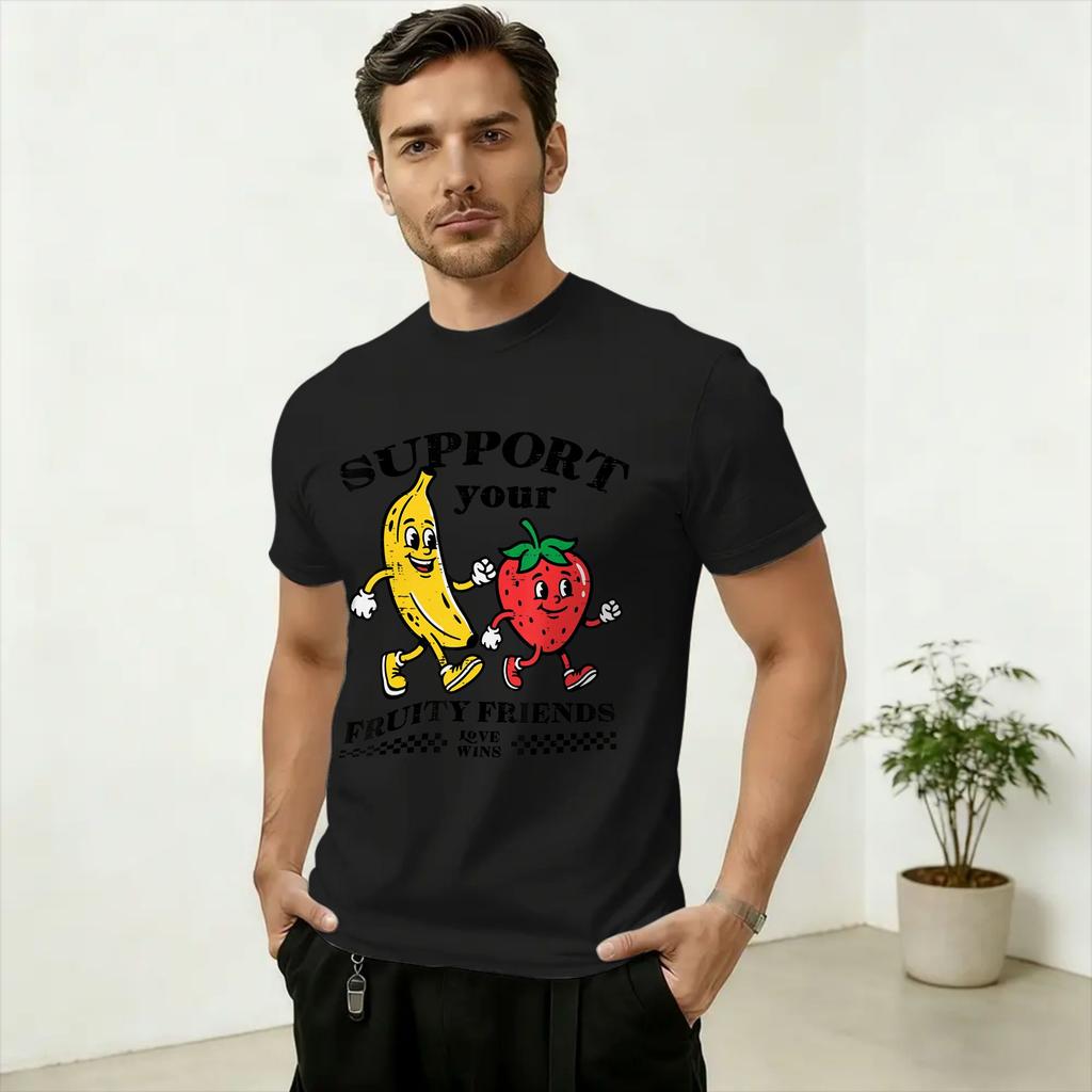LGBTQ Support Your Fruity Friends Gay Pride Cotton T Shirt For Unisex Summer TShirts Popular Tees Plus Size Loose Tops