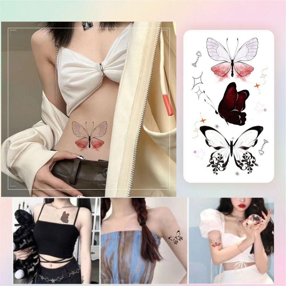 Tulshop Kitsch Butterfly Color Semi-Permanent Tattoo Sticker Водонепроницаемая эмоциональная хна Fashion Tattoo 10 листов Нет. 98, Б, 1 комплект