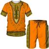 Одежда для пар с африканским принтом Dashiki, футболка/комплект, традиционная одежда, уличная одежда, винтажная мужская и женская футболка и шорты, костюм