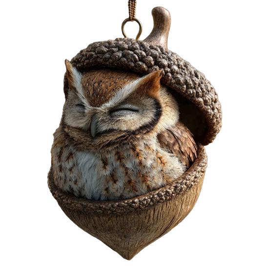 Forest Animal Acorn Ornaments Acrylic Pine Cone Animal Christmas Tree Decoration Rustic Nature-Themed Home Decor for Animal Lovers