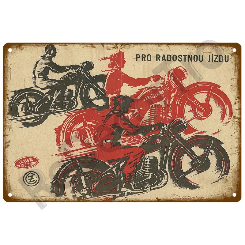 JAWA Vintage Wall Poster Vintage Retro Wall House Restaurant Decoration Plaque Metal Wall Decor Art Metal Sign Tin Sign Plate