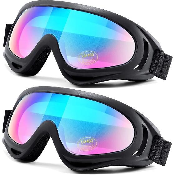 Motorcycle Goggles 2 Pack - ATV Dustproof Dirt Bike Goggles For Ski Racing Riding, Off Road Waterproof Motocross
