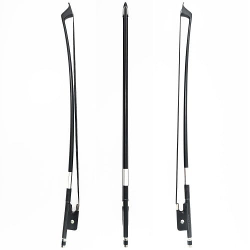 VINGOBOW Double Bass Bow, French Style, Carbon Fiber, Black Hair, All Sizes 4/4