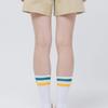 DOYOUKNOWMC ALL SEASON Sports Green Stripe Cotton Spandex Cushion Half Socks
