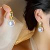Серьги с круглым жемчугом из гальванизированного циркония, универсальные серьги, модные легкие серьги класса люкс высокого класса.