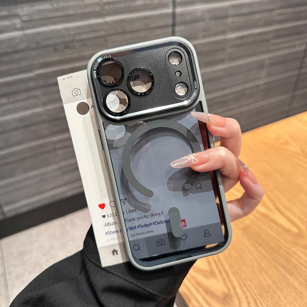Роскошная противоударная броня-бампер для защиты камеры для iPhone 17 Air 16 15 14 Plus 13 12 11 Pro Max Прозрачная для Magsafe Чехол