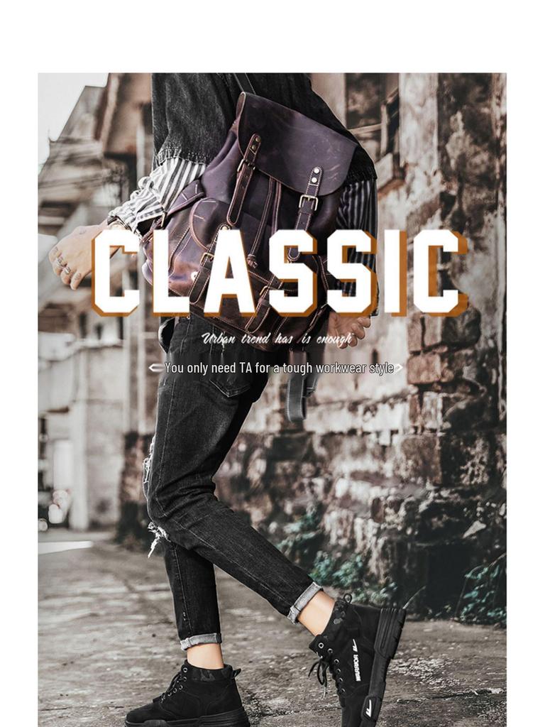 Men's Winter Leather and Fur Martin Boots - Warm, Thick, Velvet-Lined Snow and Workwear Boots for Labor Protection