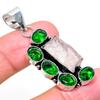 Rose Quartz Rough, Diopside 925 Sterling Silver Gift Pendant 1.97" i0S24