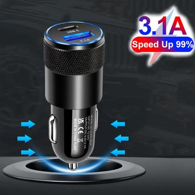 3.1A Автомобильное зарядное устройство Быстрая зарядка USB Type C адаптер для iPhone Huawei Xiaomi PD Phone Автомобильное быстрое зарядное устройство 12 В Автомобильные аксессуары