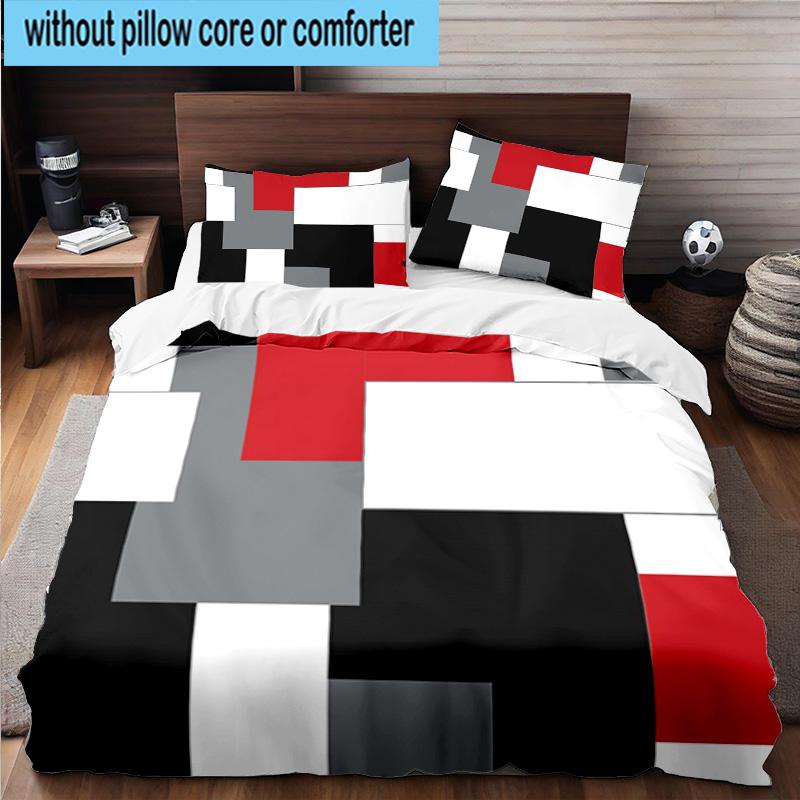 Abstract Geometric Composition 3pcs Bedding,Including 1pc Duvet Cover And 2pcs Pillowcases Perfect for Christmas,Ideal for Bedroom, Dormitory