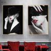 Red Lips Sexy Woman Canvas Painting Fashion Girl Babes Wall Art Pictures Modern Home Livingroom Wall Decoration Frameless