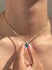 Evil Eye Blue Pendant Necklace for Men Fashion Trendy Hip Hop Stainless Steel Jewelry