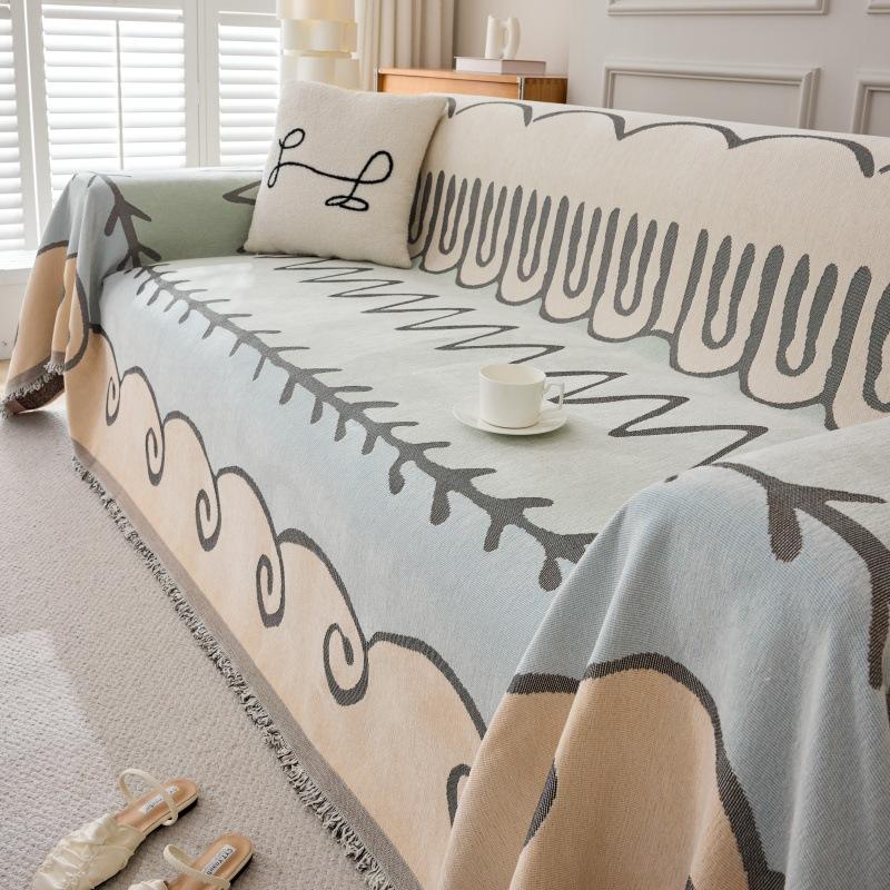 Чехол для полотенца EIFLOY-Geometric Sofa Towel Cover, чехол для дивана из синели, 3-местный, плед с кисточками, для гостиной, этнический стиль