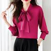 Autumn Bow Chiffon White Shirt Women's New Fashionable Shirt Professional Luxury Top