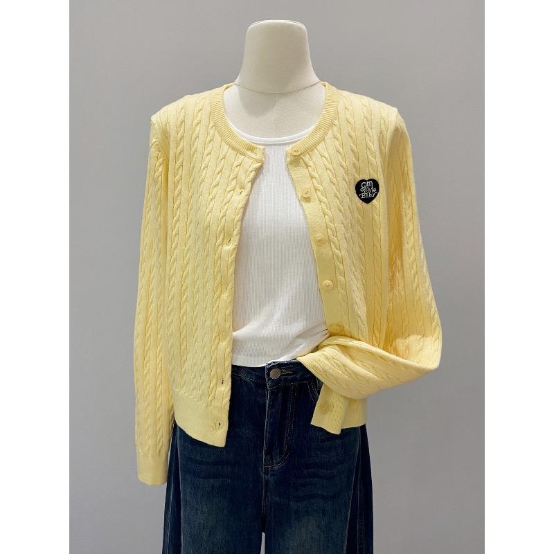 Вязаный кардиган с текстурой «косичка», женский однобортный топ, весенне-осенний, повседневный, омолаживающий, с длинным рукавом, мягкий, восковой свитер