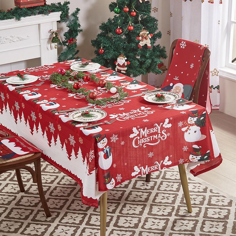Christmas Bell Print Tablecloth Cover Decoration Rectangular Waterproof Table Cloth Party Decorative Table Mat Tablecloths