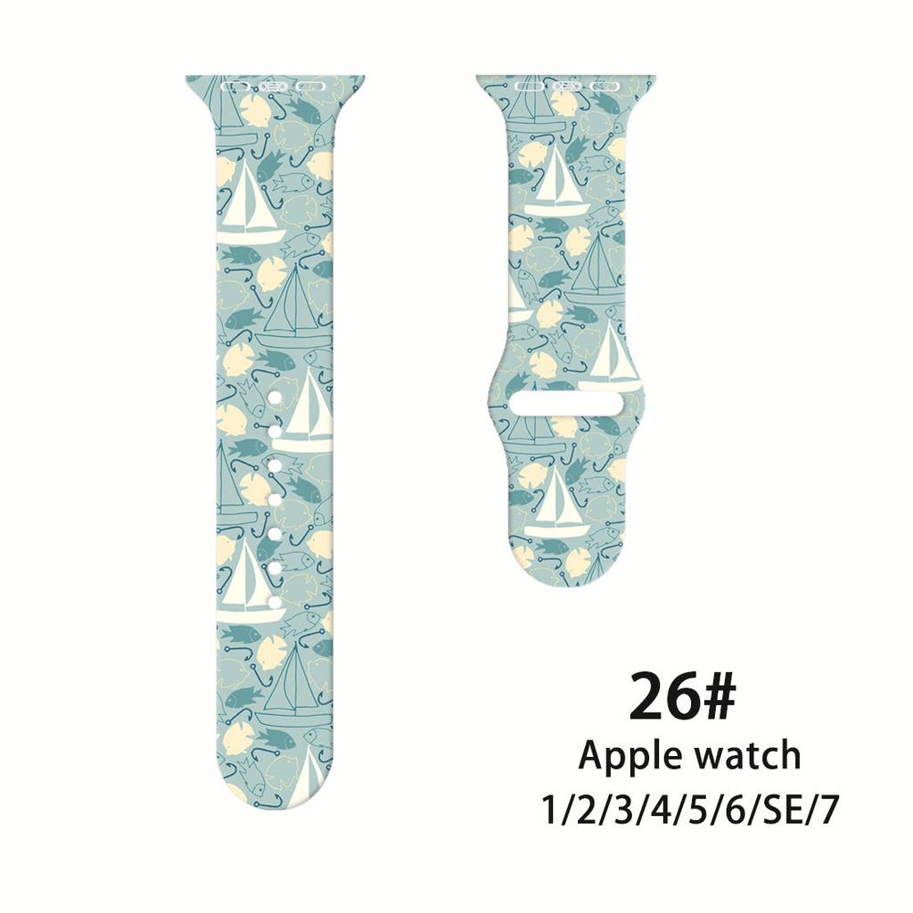 Ремешок Fresh Mori Printed Strap для Apple Watch S10 - мягкий силиконовый спортивный креативный сменный ремешок для iWatch 10/9/8/7/6/5/4/3/2/1/Se/Ultra/Ultra2 49 мм