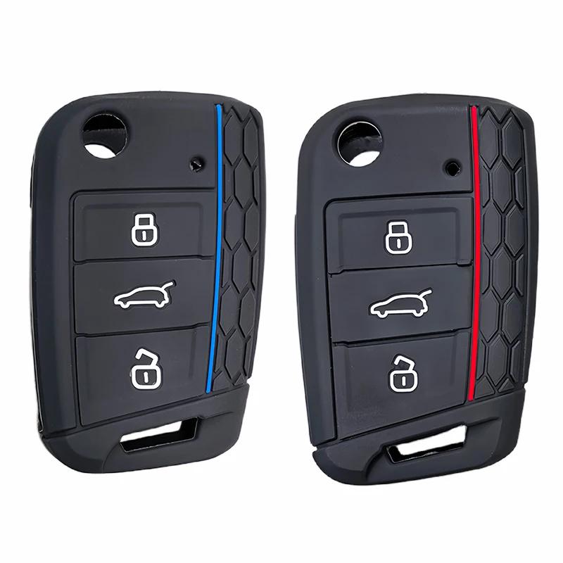 Силиконовый чехол для Volkswagen VW Polo Golf 7 Passat Tiguan MK2 Beetle Ateca Caddy T5 Складной чехол-брелок для автомобильного ключа Аксессуары