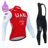 New Uae Winter Thermal Fleece Cycling Jersey Set Bicicleta Outdoor Bike Clothes MTB Ropa Ciclismo Bib Pants Set Bicycle Clothing