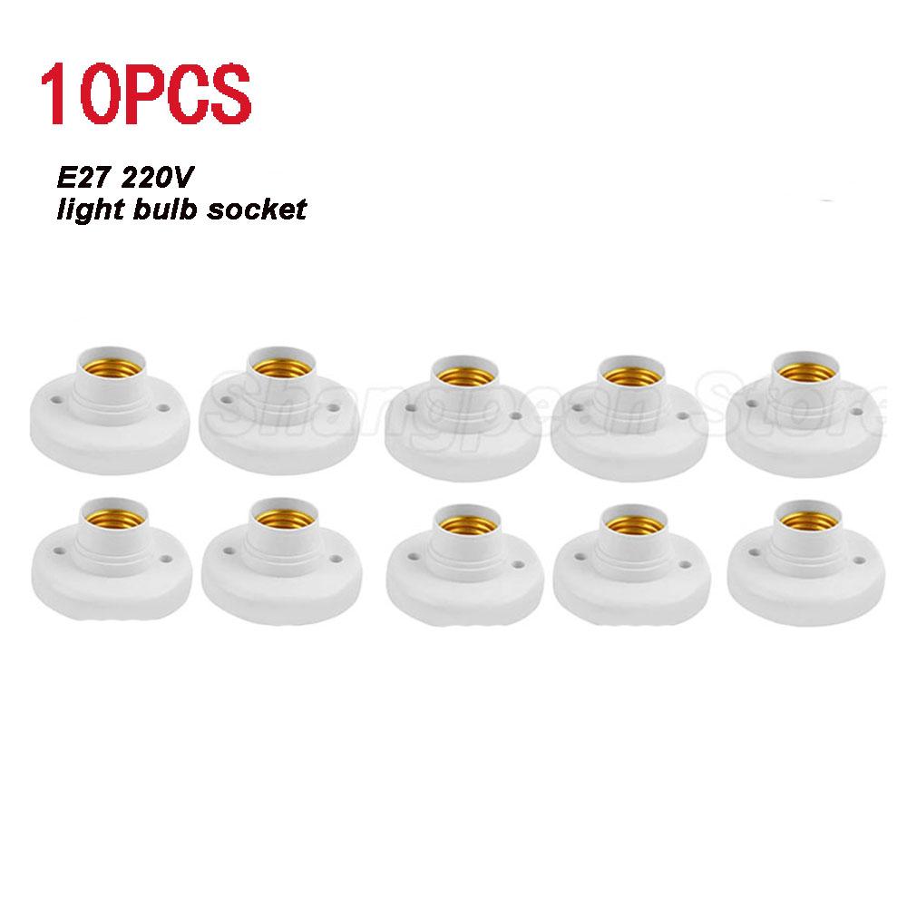 10pcs E27 Screw Cap Socket White Gold Ceiling Light Lamp Bulb Fixing Base Stand Light Bulb Holder Lamp Socket For Home 6A 250V
