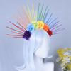 Преувеличенная радужная повязка на голову, повязка на голову богини солнца, модный красочный цветочный обруч для волос, парад