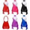 Kids Girls Sleeveless Backless Shiny Rhinestone Sequins Chiffon Dance Dress Gymnastic Skirted Leotard Dance Costume