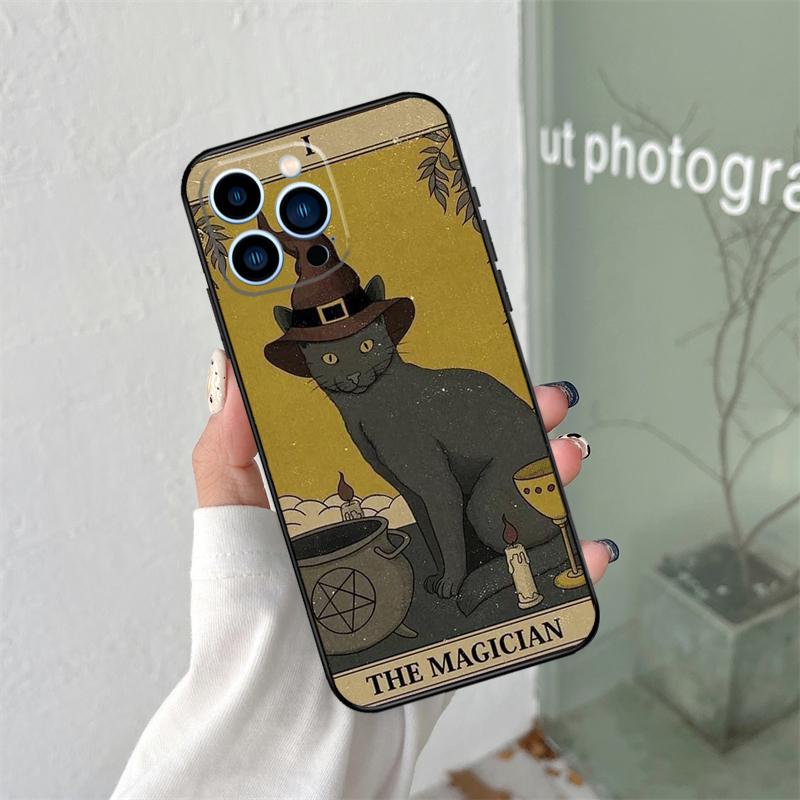 Чехол-кошелек Лунный Таро Кот-Ведьма для iPhone 16 15 11 12 13 14 Pro Max Plus XS X XR 12 13 Mini Задняя крышка