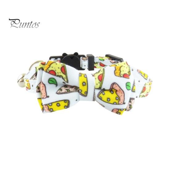 Регулируемый ошейник для домашних животных с нержавеющей пряжкой-колокольчиком. Милый дизайн галстука-бабочки. Круглая ткань на шее для домашних животных. Ожерелье с принтом на тему еды для маленьких и средних собак.