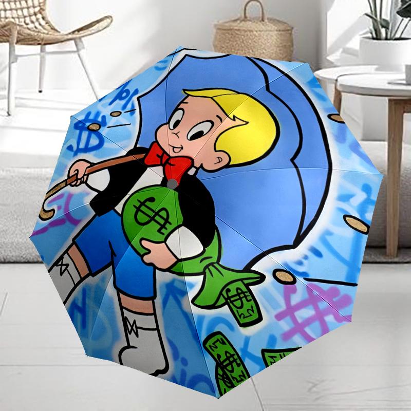 Monopoly Theme Automatic Umbrella, Lightweight & Portable, 8 Rib, Perfect for Outdoor Travel, Birthdays, Christmas, Gifts.