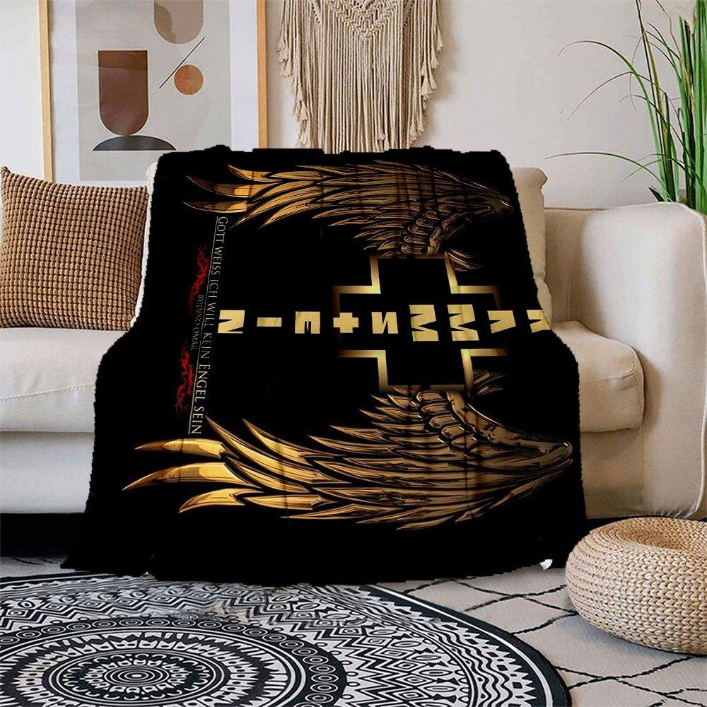 Golden Wings Cross Christian Wall Art Print PosterBlanket Flannel Throw Blanket for Sofa, Bed, Travel, Camping, Office, Couch, Chair, And Be