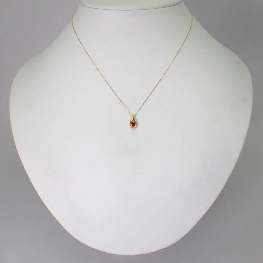 [Новинка] Ожерелье с подвеской из рубина и бриллианта K18 [i2-12]