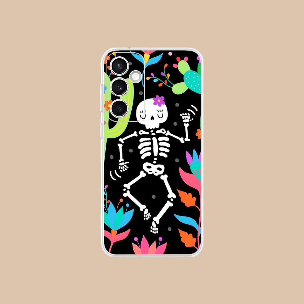 Day of the Dead Clear Mobile Phone Case for Samsung Galaxy S25 S24 S23 S22 S21Plus FE Ultra Colorful Cover