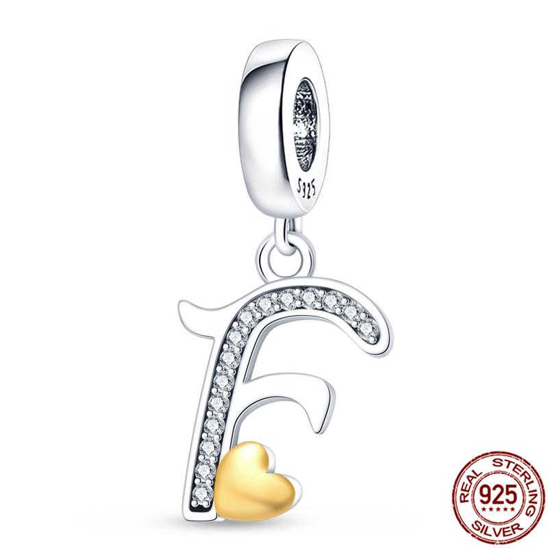 Оригинальный дизайн кулон циркон в форме сердца 26 английских букв AZ шарм бусины подходят 925 оригинальный браслет ожерелье ювелирные изделия