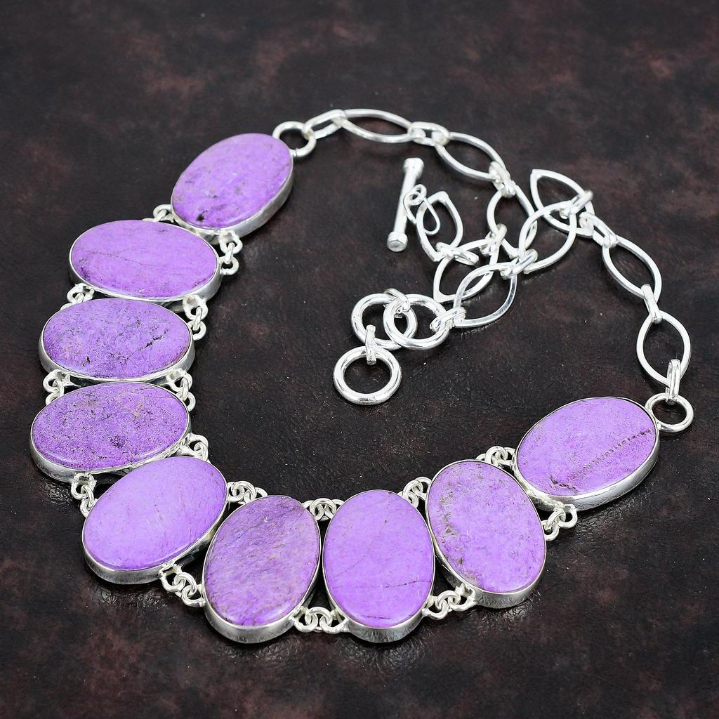 Purpurite Necklace Handmade Necklace Gemstone Jewelry 925 Sterling Silver Necklace Adjustable Chain Necklace Gifts for Mother Silver Jewelry
