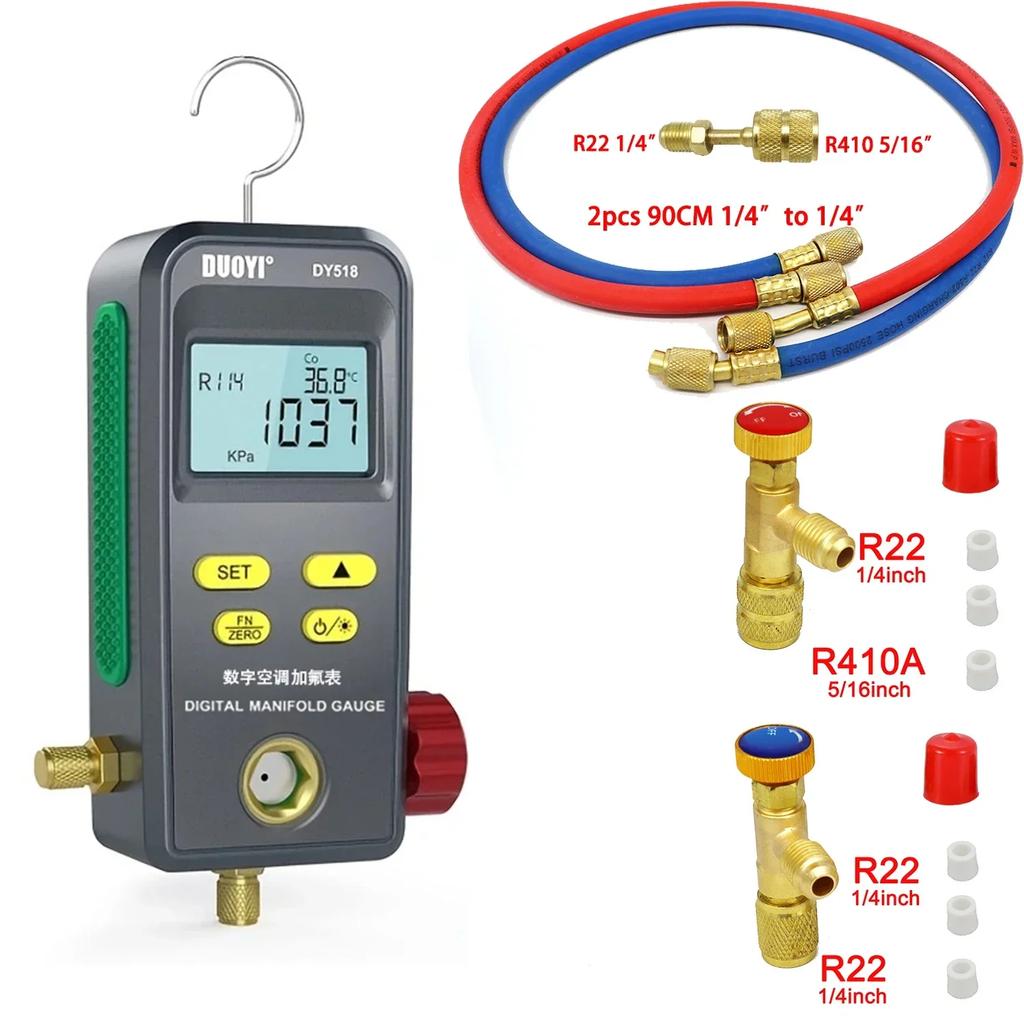 Refrigeration Digital Manifold HVAC System Pressure Gauge, High Precision Vacuum Pressure Leak Tester Refrigeration Gauge