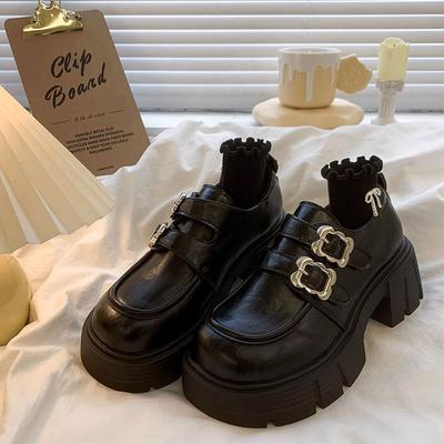 Британские туфли-лоферы женские весна-осень 2025 года новые толстые каблуки на платформе ретро модные маленькие туфли Мэри Джейн из кожи