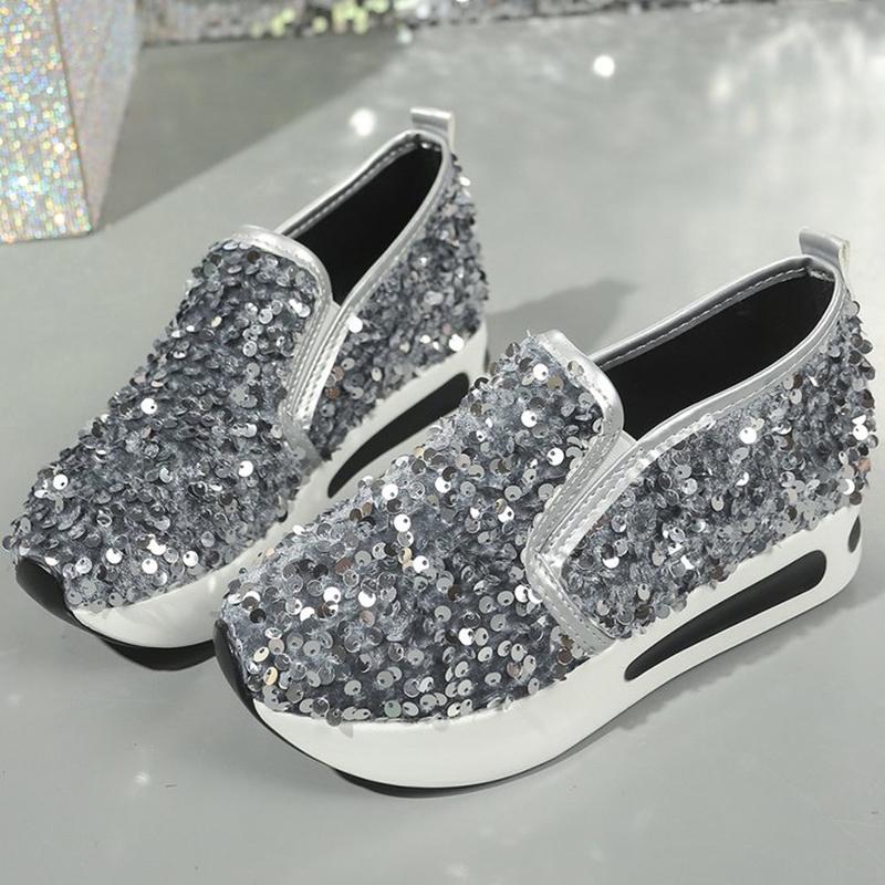 Мода Мода Черные Блестящие Туфли для Женщин Осень Зима Легкие Нескользящие Кроссовки Женские Мягкая Стелька Обувь на Платформе Женская