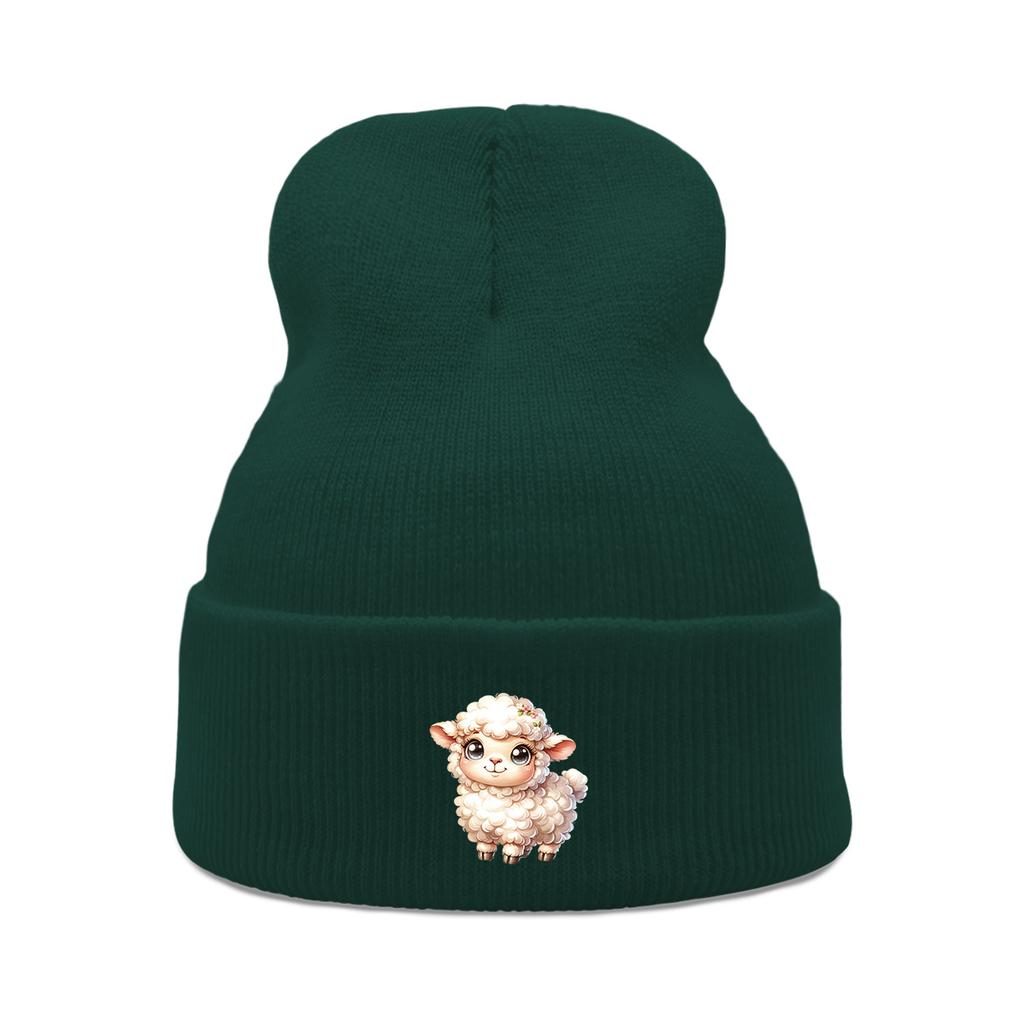 Unisex Winter Hats Knitted Hat Beanie Cute Sheep Print Woman Cap Simple Cancer Chemo Knit Cap Beanie Perfect For Mountaineering