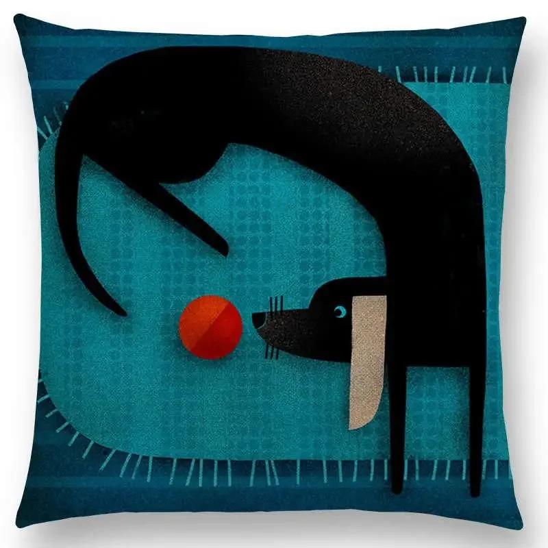 Абстрактная Фэнтези Животные Живопись Наволочка для Подушки-Пледа на Диван Такса Сова Кошка Собака Белка Кролик Лиса Слон