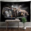 Гобелен с бурым медведем и жирафом, настенный гобелен в богемном стиле, колдовство, психоделический эстетичный декор с несколькими животными, фоновая ткань