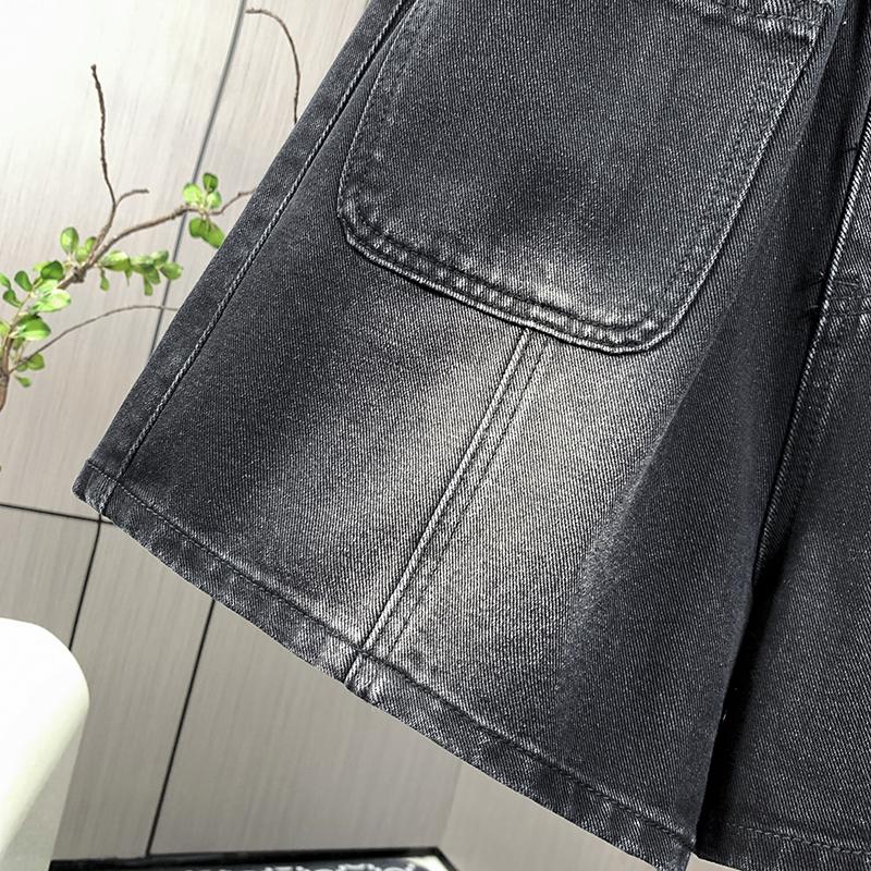 DIMANAF Plus Size 2025 Summer Women Shorts Pants Elastic Loose Pockets Jeans Short High Waist Casual Basic Pants Maxi