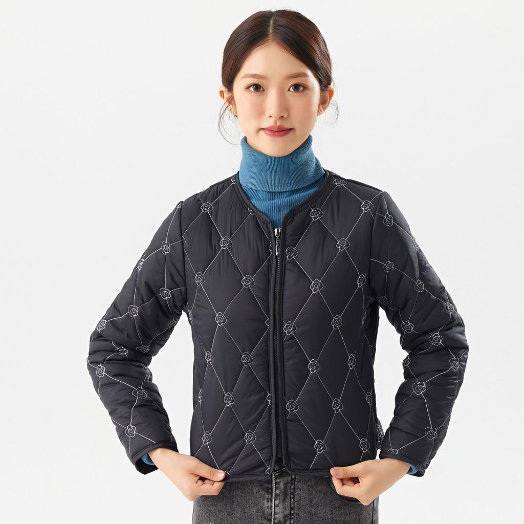 Осенне-зимняя студенческая хлопковая одежда для женщин, легкая короткая хлопковая куртка, женская хлопковая вышивка, молния, можно носить наизнанку 2325