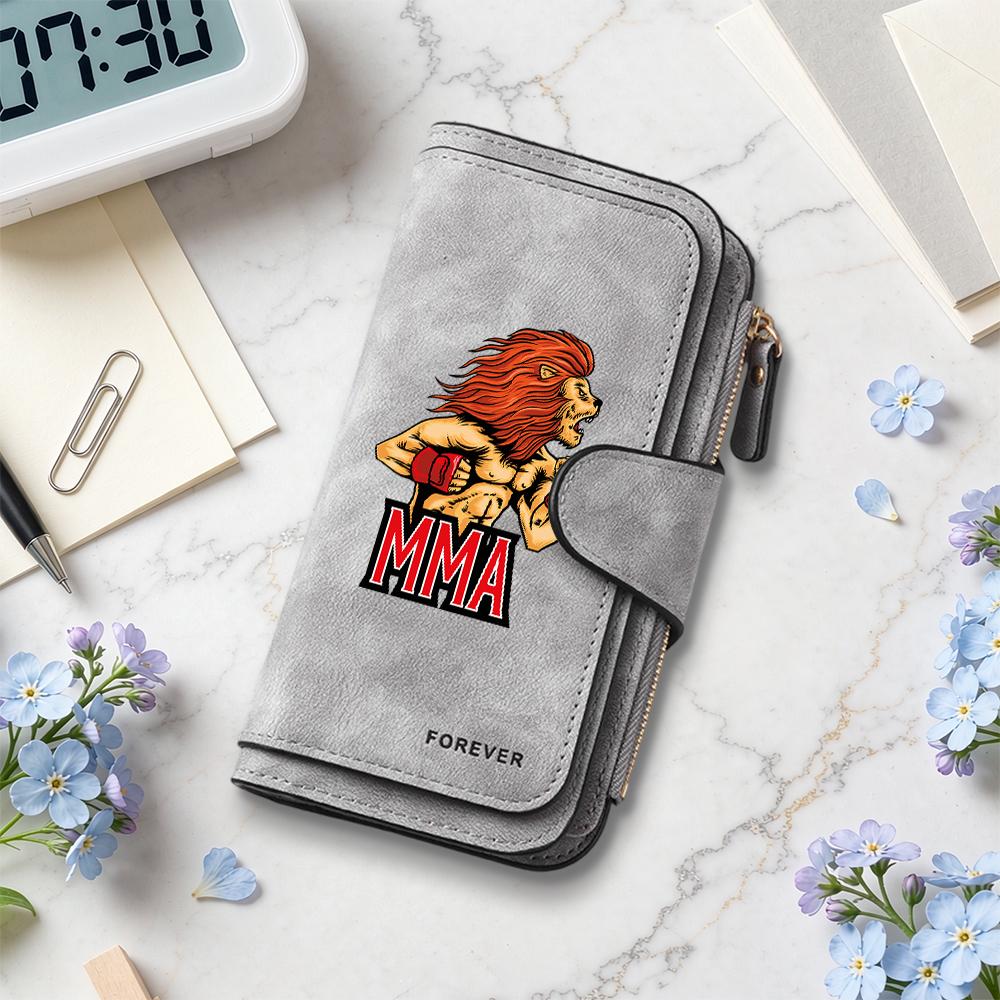 MMA Lion Printed Long Wallet Forever Fashion Multi Card Casual Daily Holder
